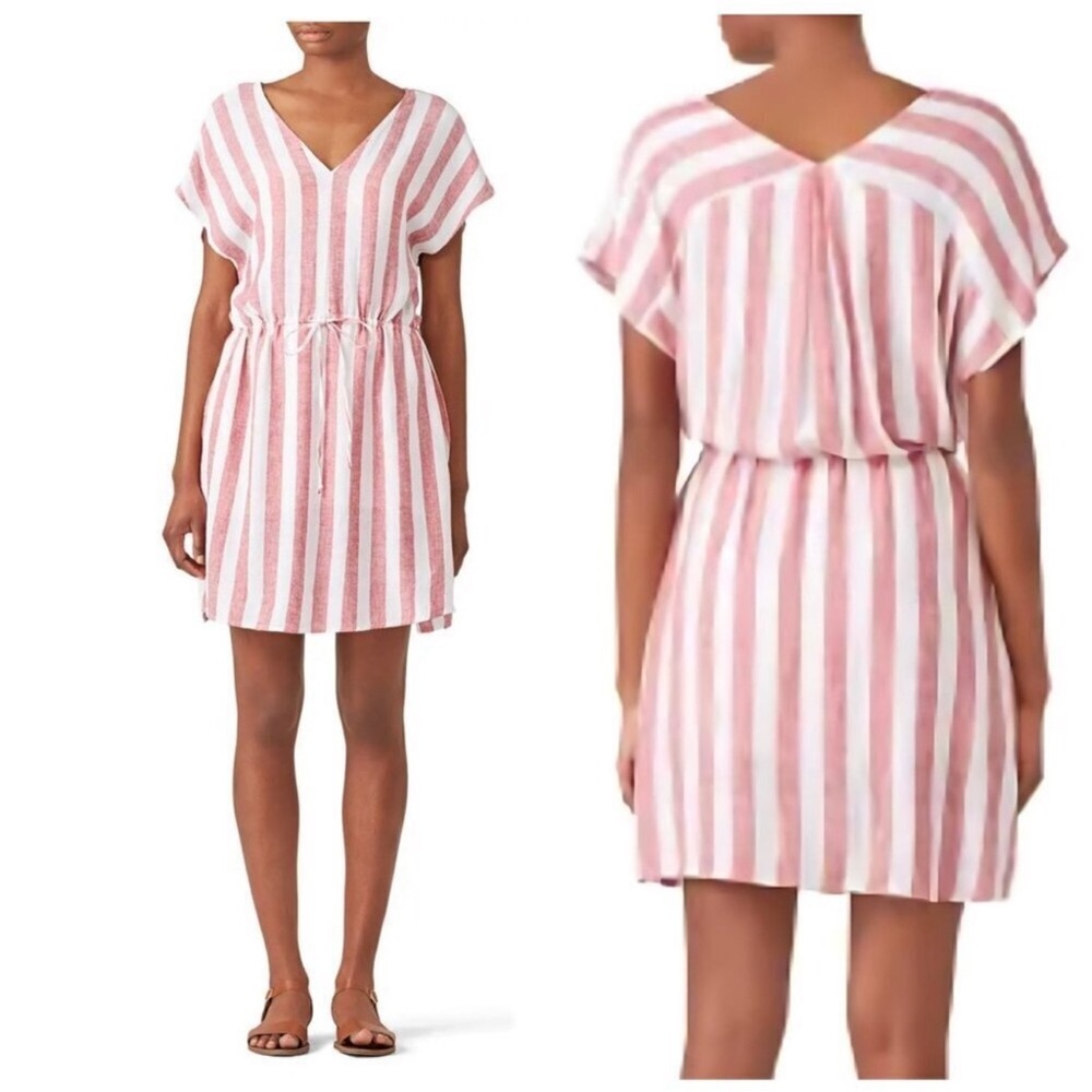 RAILS Seville Stripe Wren Dress Linen-Blend Pockets Mini Relaxed Women's Size M - Picture 3 of 10
